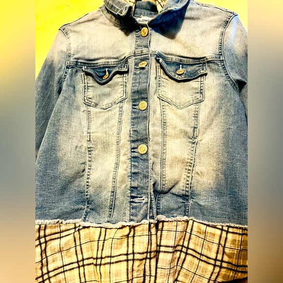 Sumflower Authentic Denim Tops - Wallflower Authentic Denim Top, with Built-in Flannel Hood, Size XL